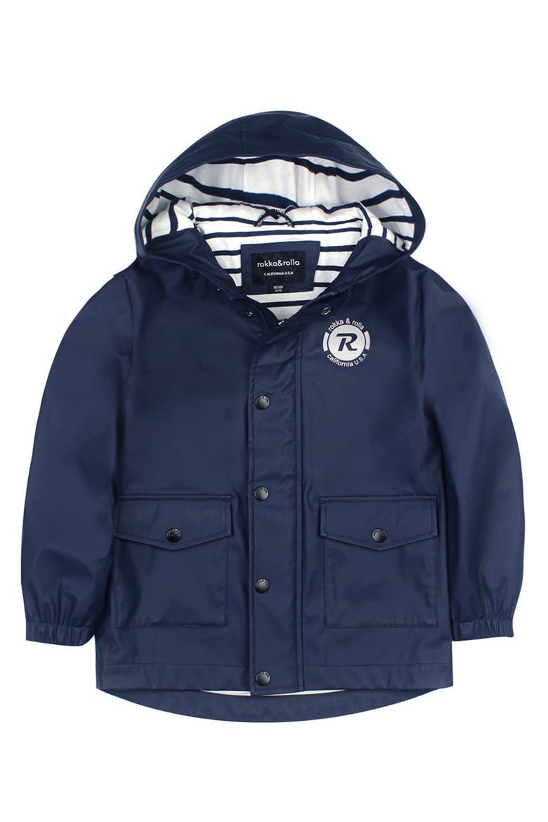 Kids' Waterproof Rain Coat Rubberized Jacket, Alternate, color, Peacoat navy