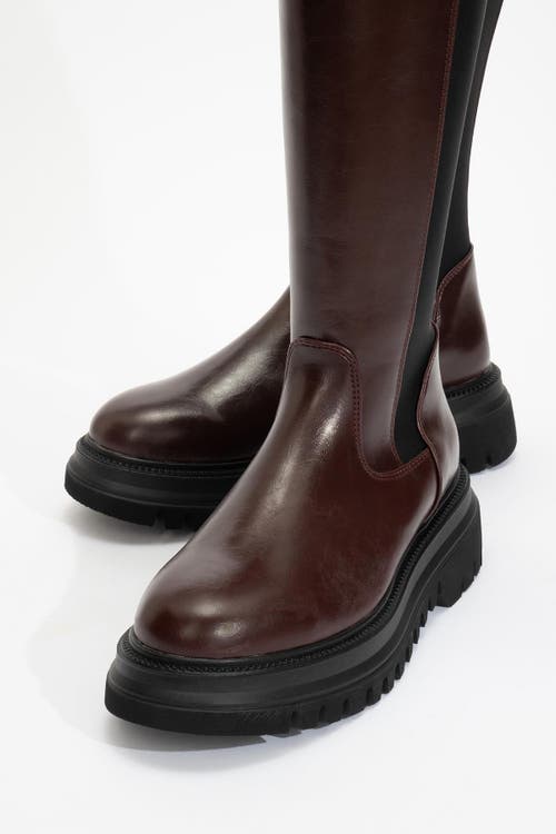 Prologue Shoes Shadow Knee High Boot In Burgundy