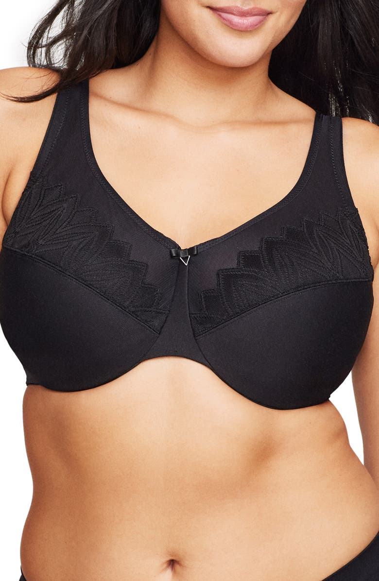 Glamorise Wonderwire Full Coverage Minimizer Bra, Main, color, Black