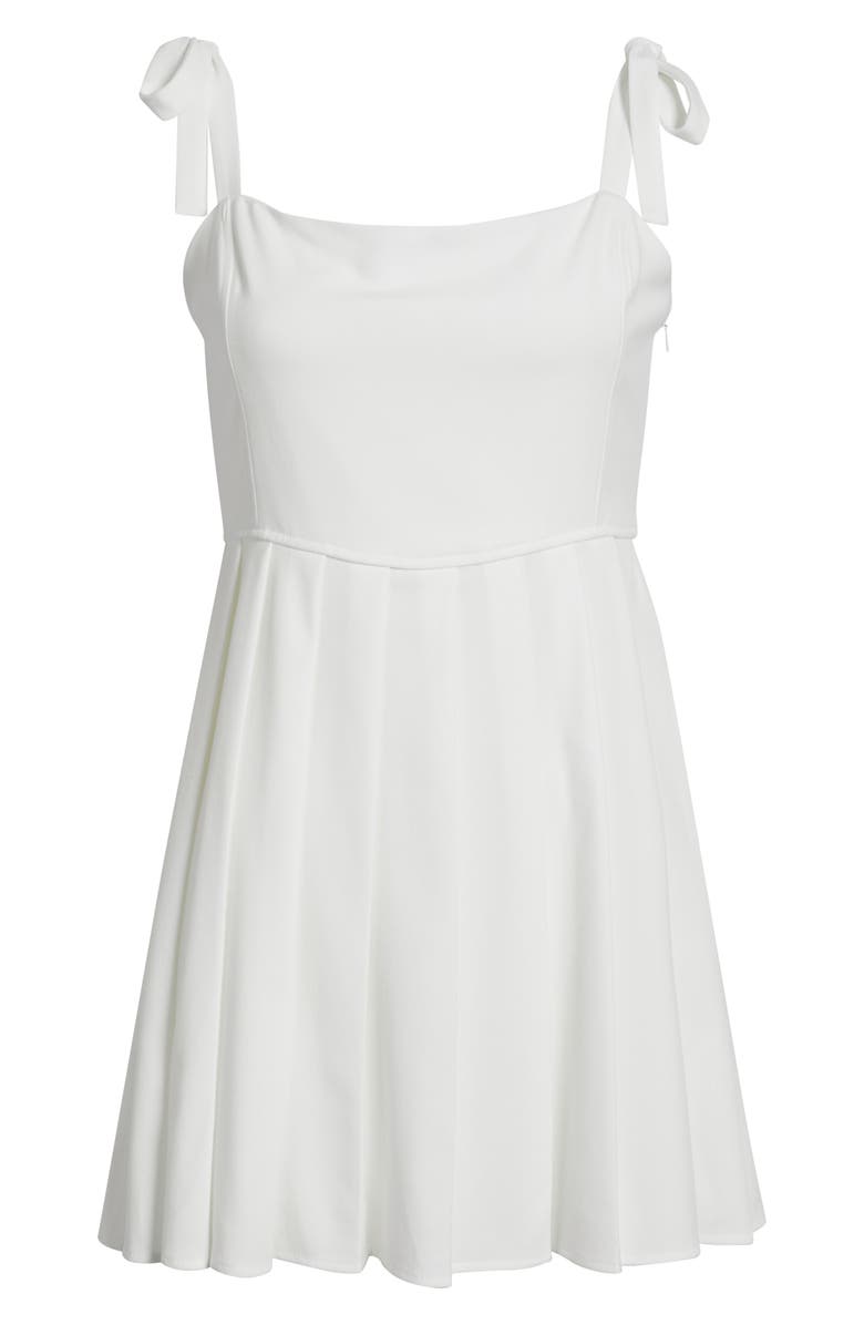BP. Tie Strap Pleated Minidress, Alternate, color, White Blanc