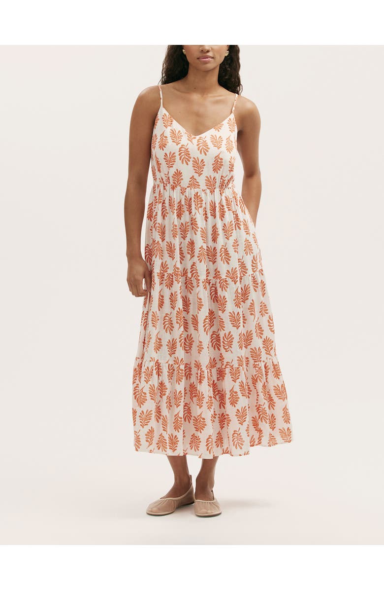 Finery London Emmie Cotton Strappy Midi Tiered Dress, Alternate, color, Ivory Woodblock