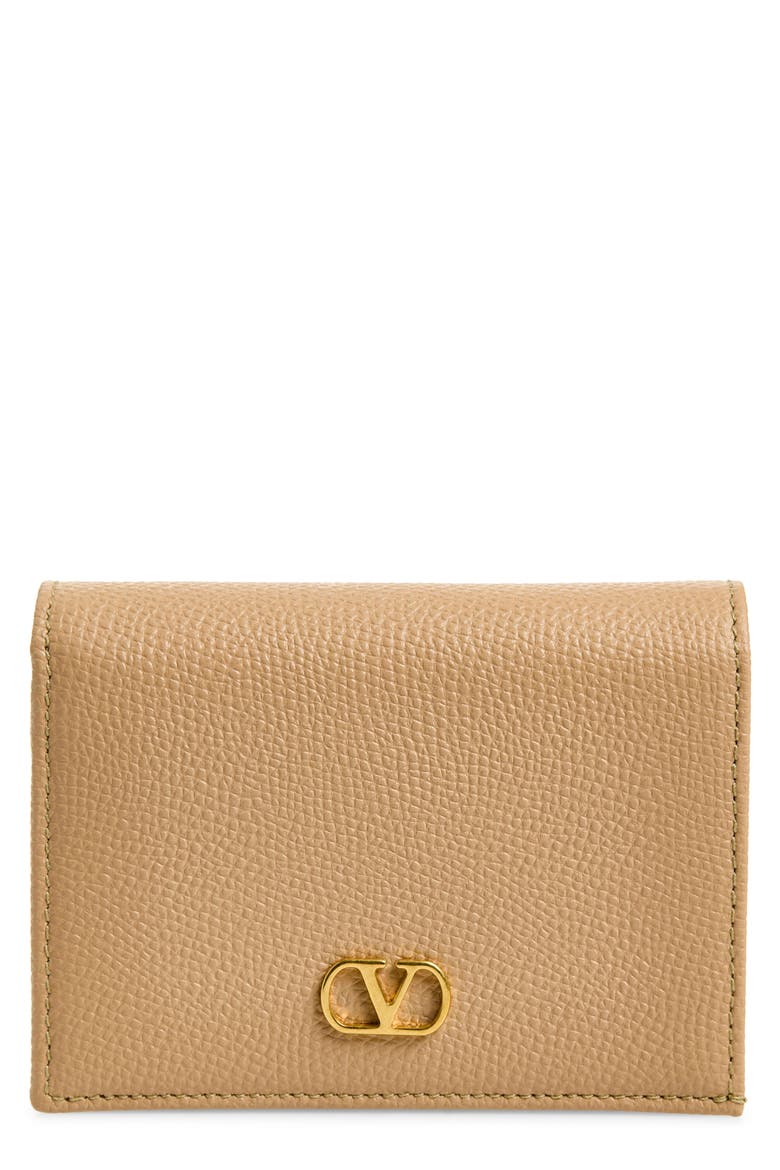 VLOGO Signature Leather Wallet, Main, color, ROSE SAND