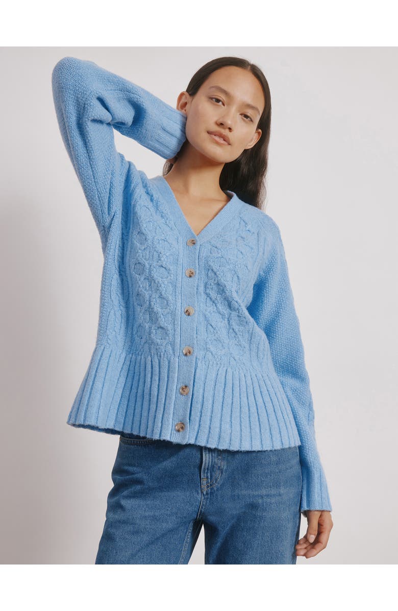 Albaray Cable Peplum Cardigan, Main, color, Blue