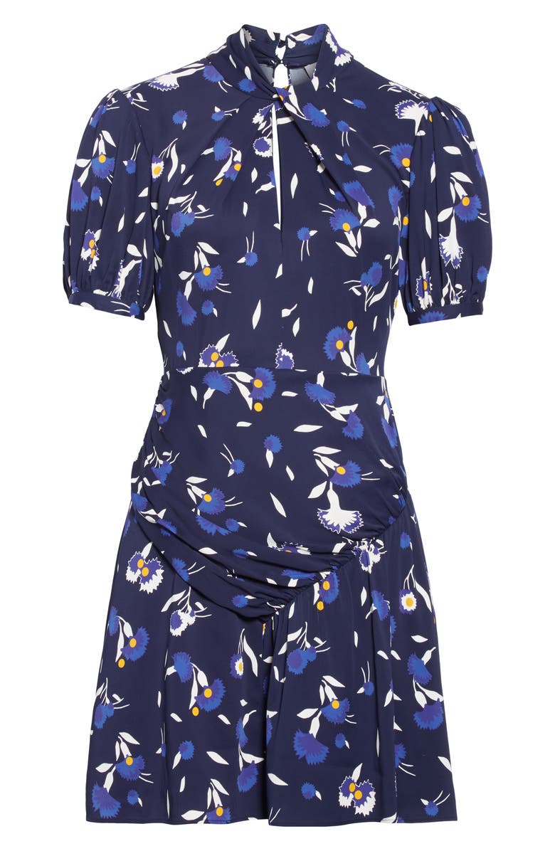 Self-Portrait Floral Puff Sleeve Jersey Crepe Minidress, Alternate, color, 