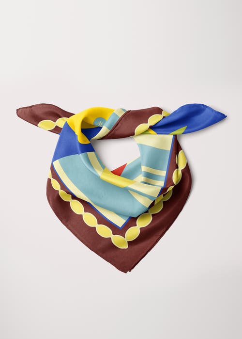 Alas Small Bandana Silk Scarf In Brown