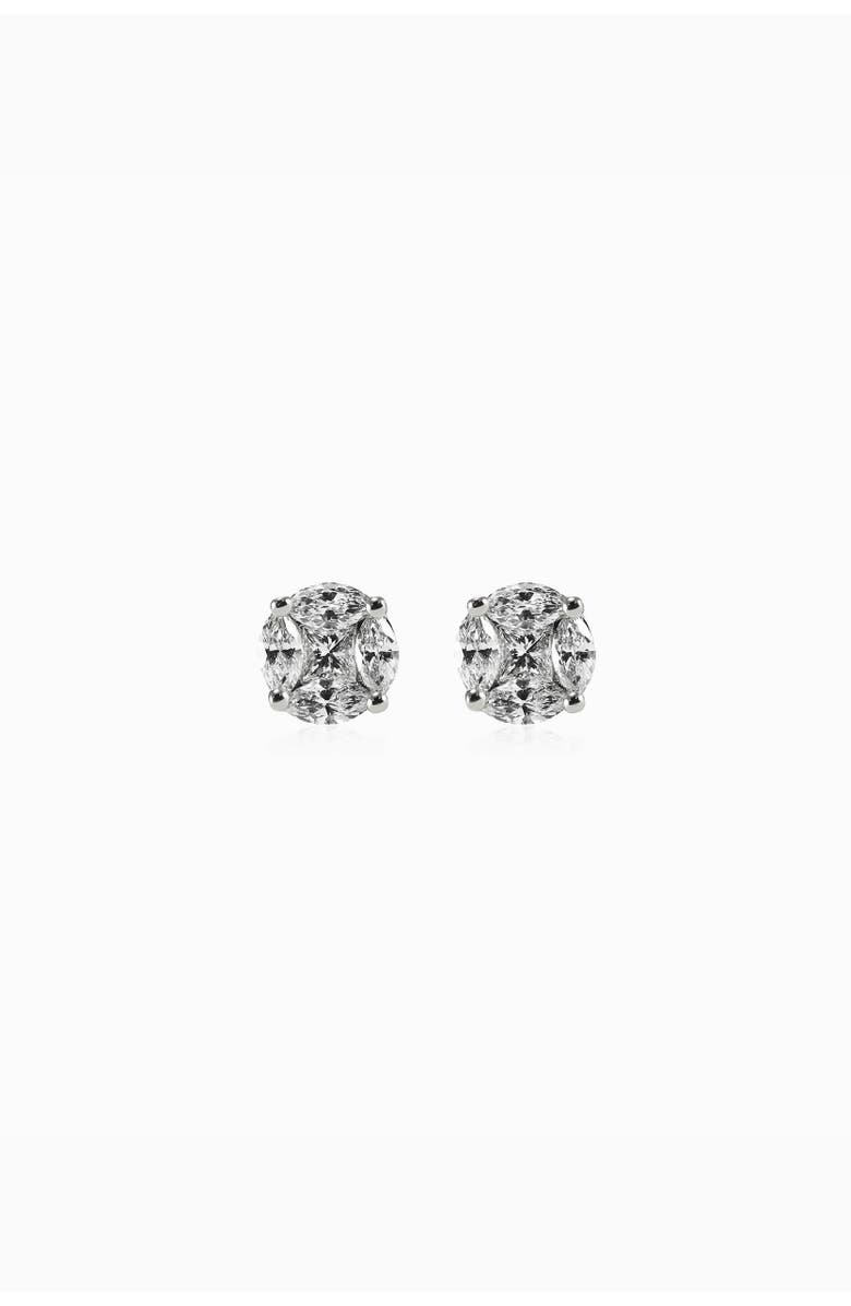 Oradina 14K Gold Illusion Small Diamond Studs, Alternate, color, White Gold - Diamonds