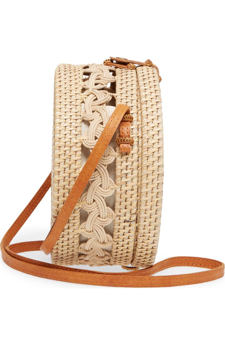 Street Level Woven Rattan Circle Crossbody Bag, Alternate, color,