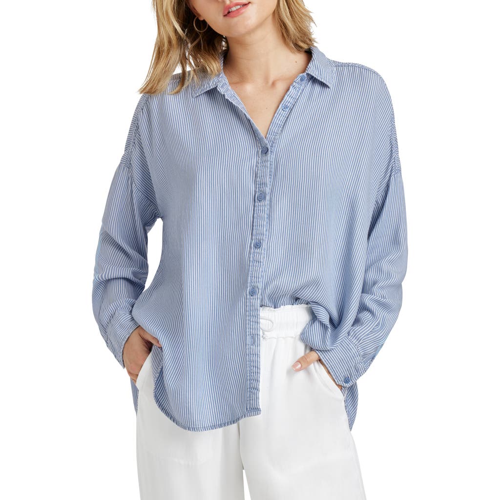 Splendid Ella Stripe Button-up Shirt In Ice Navy Stripe