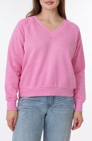 C & C California Delilah Sunwashed Fleece V-Neck Sweatshirt