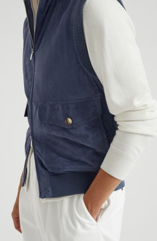 Brunello Cucinelli Suede-cotton Gilet In Denim