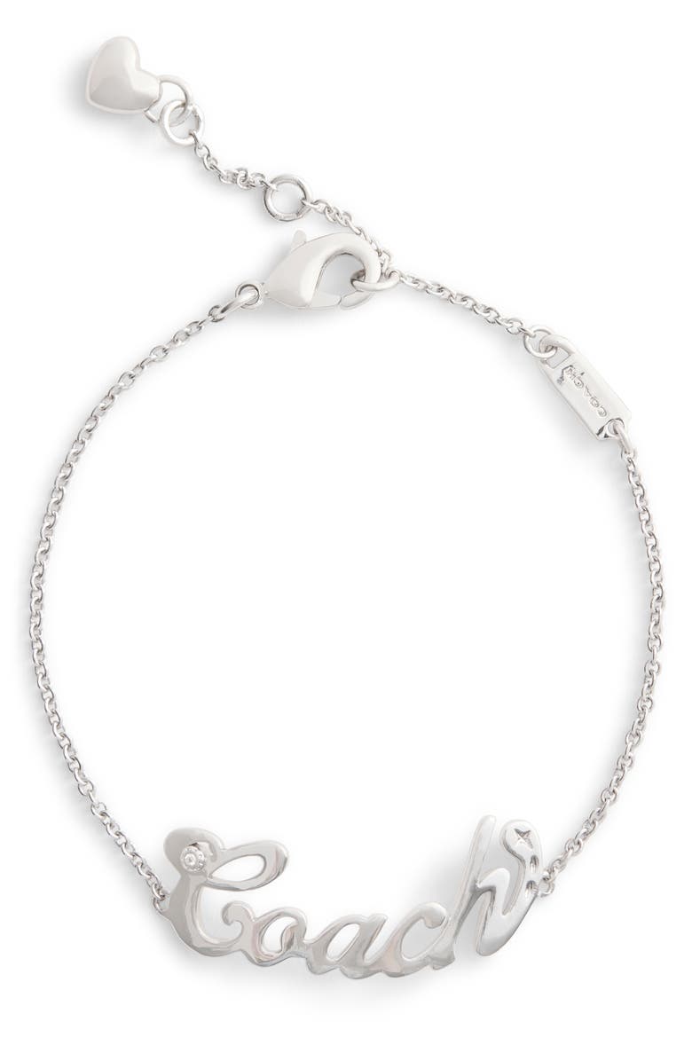 COACH Logo Nameplate Chain Link Bracelet, Main, color,