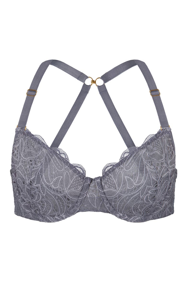 The Unlined Underwire Scalloped Lace Bra, Alternate, color, SMOKE