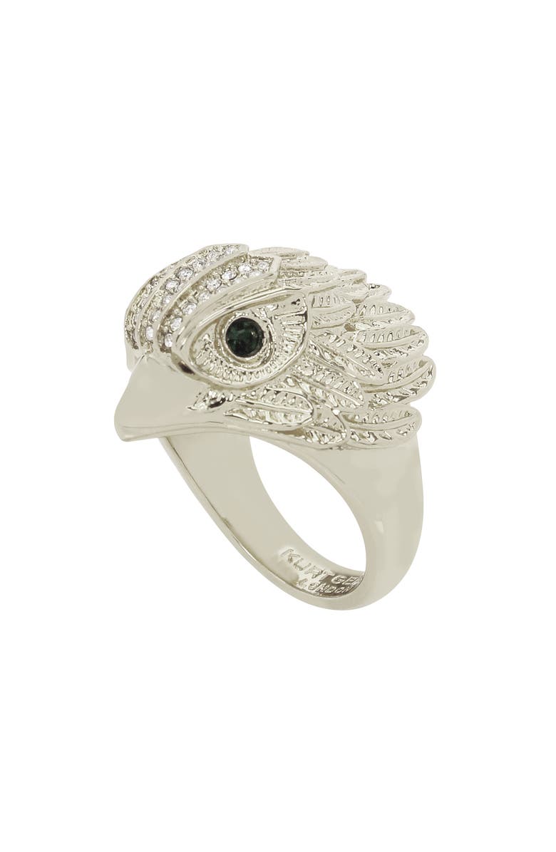 Kurt Geiger London Pavé Crystal Eagle Head Cocktail Ring, Main, color, Rhodium