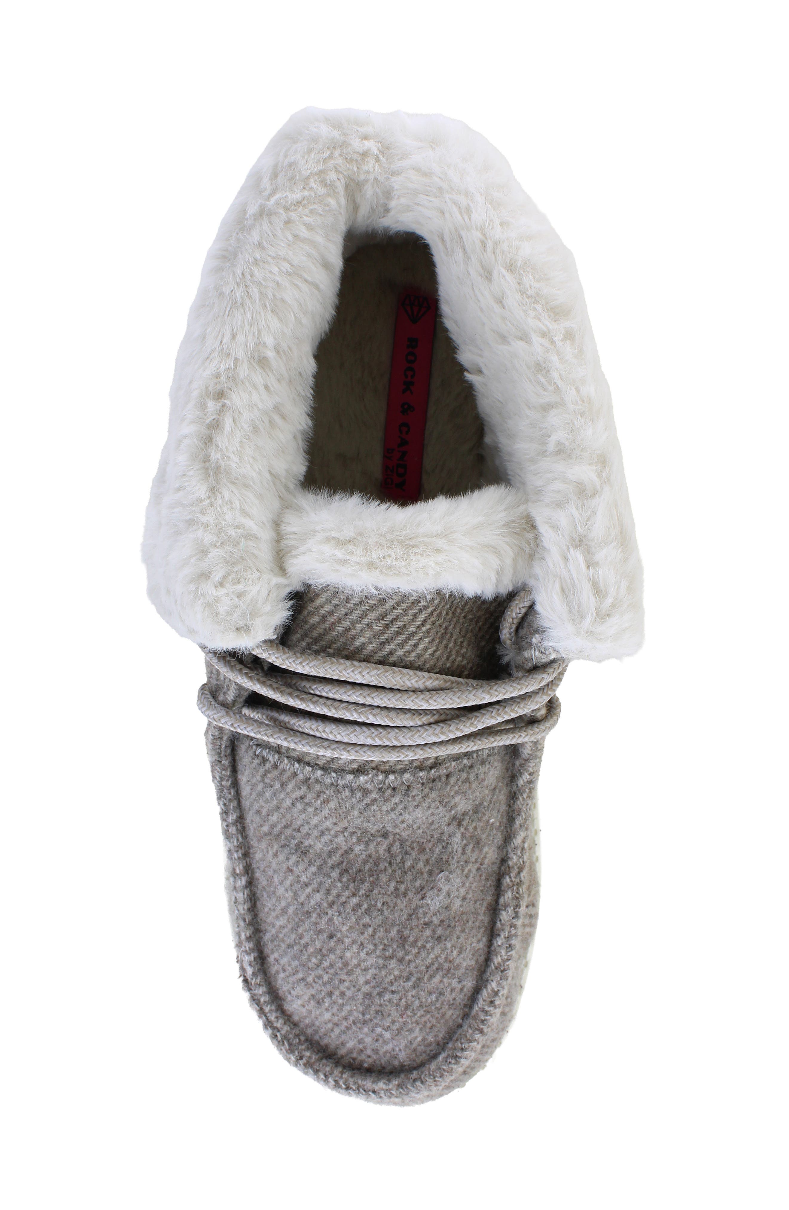 Faux Fur Trim Slipper, Alternate, color, NATURAL FABRIC - NATFB