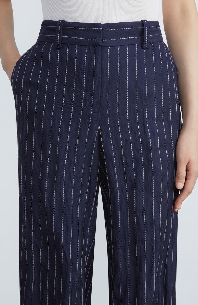 Lafayette 148 New York Sulllivan Metallic Pinstripe Crinkle Pants, Alternate, color,