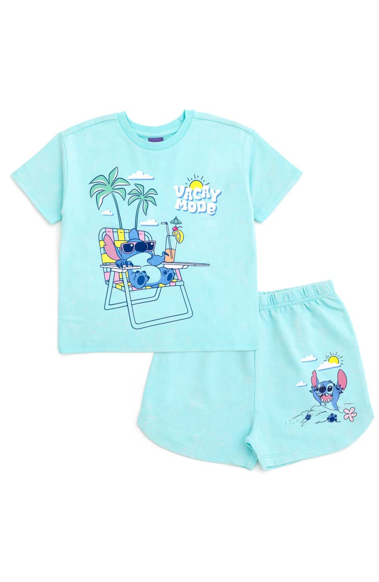 Disney Wash T-Shirt & Shorts Set, Main, color, Lilo & Stitch Blue