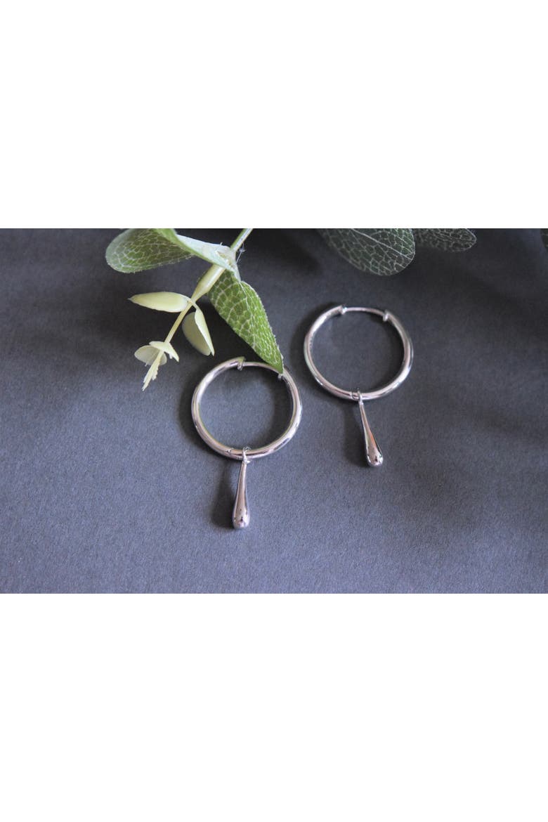 Drop Hoops, Alternate, color, Sterling Silver