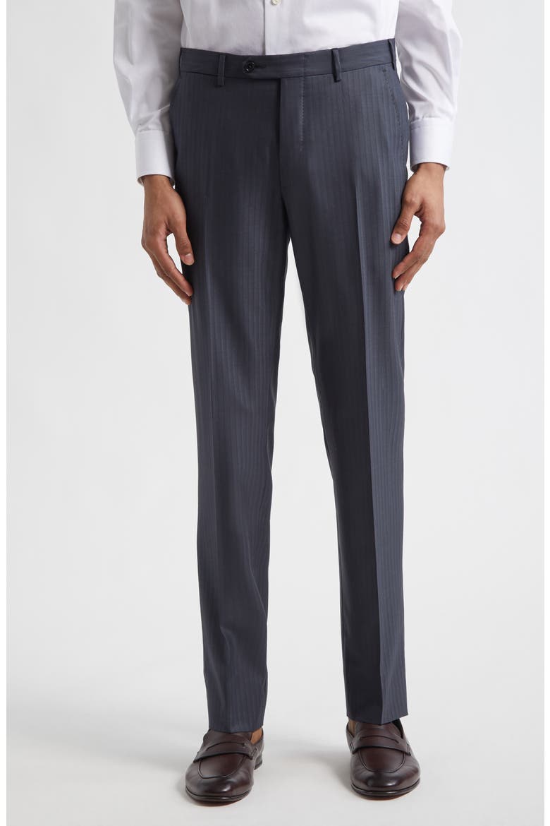 15Milmil15 Faint Stripe Wool Suit, Main, color, DARK GREY
