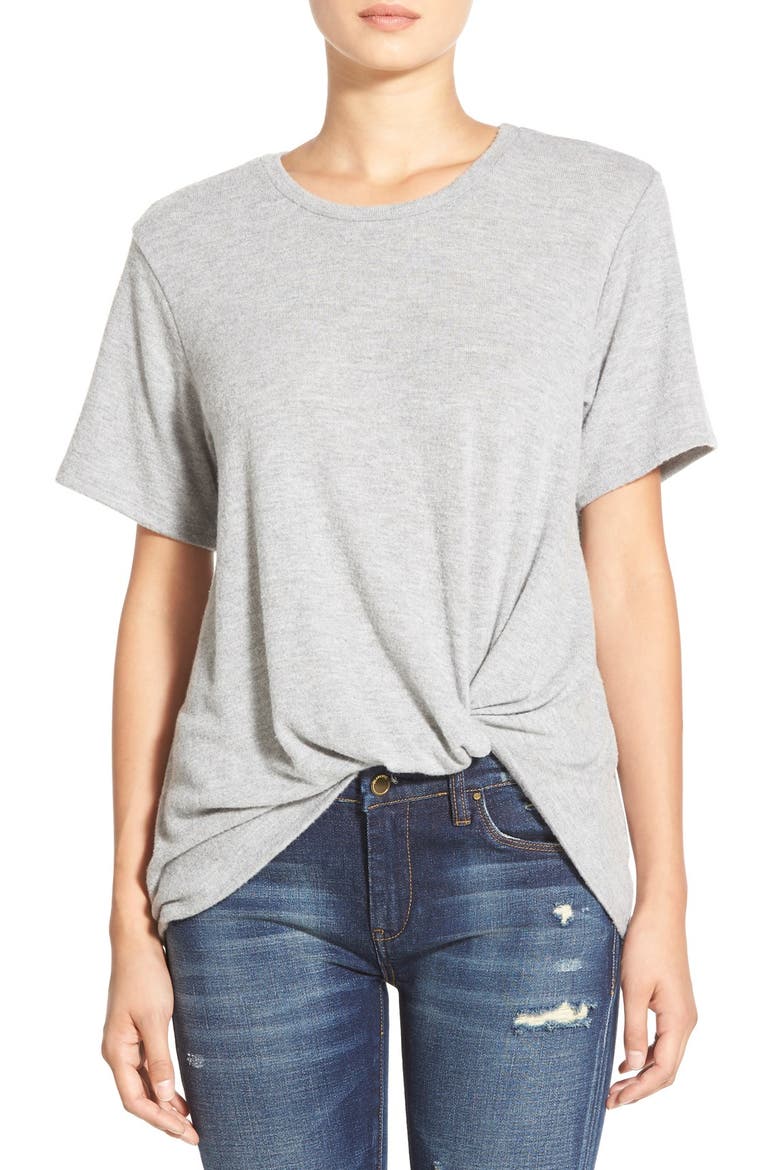 Knot Front Tee, Main, color, GREY