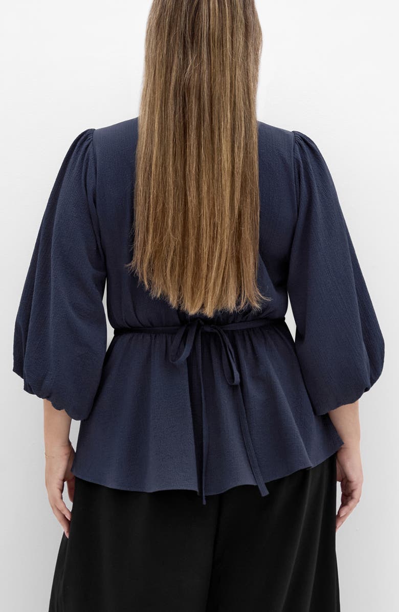 City Chic Celina Wrap Top, Alternate, color, Navy