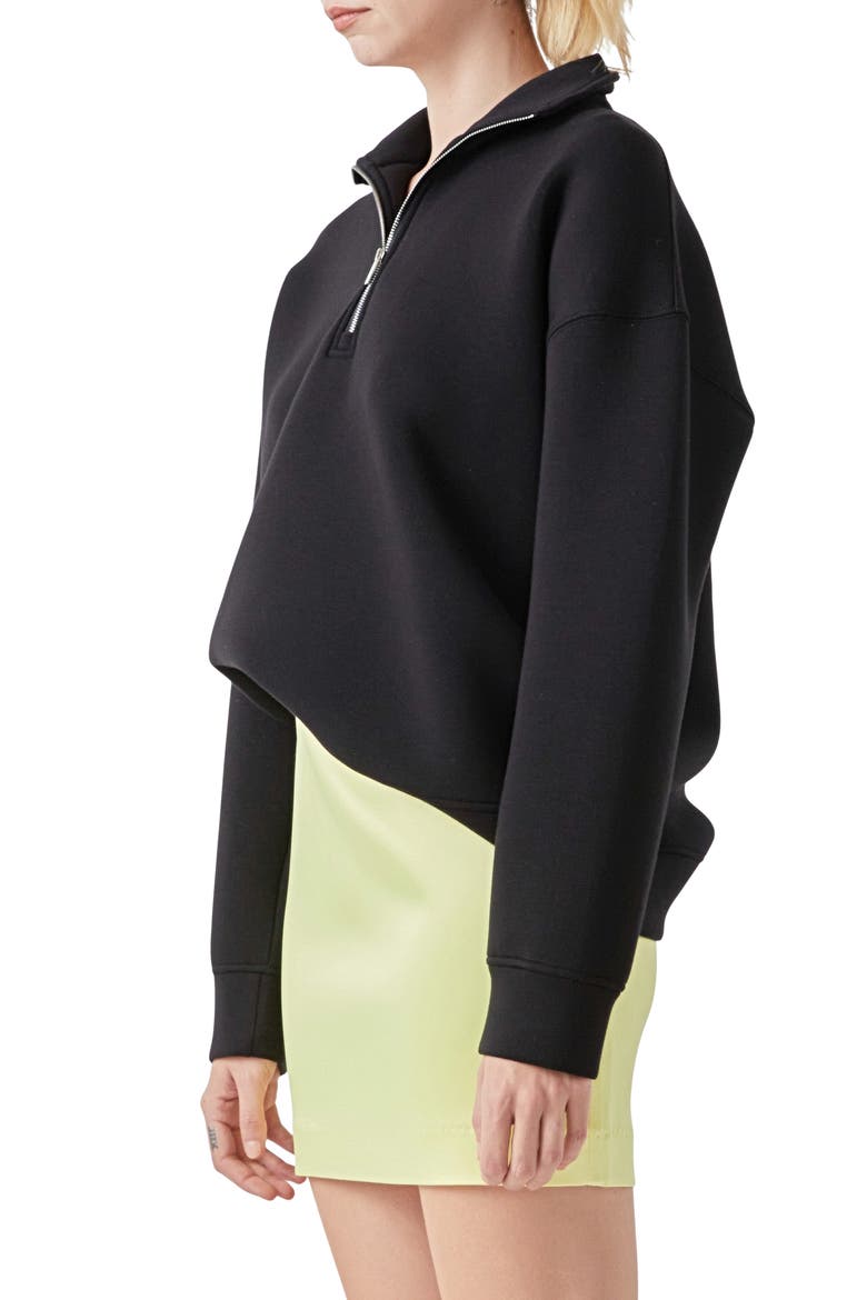 Scuba Knit Quarter Zip Pullover, Alternate, color, BLACK