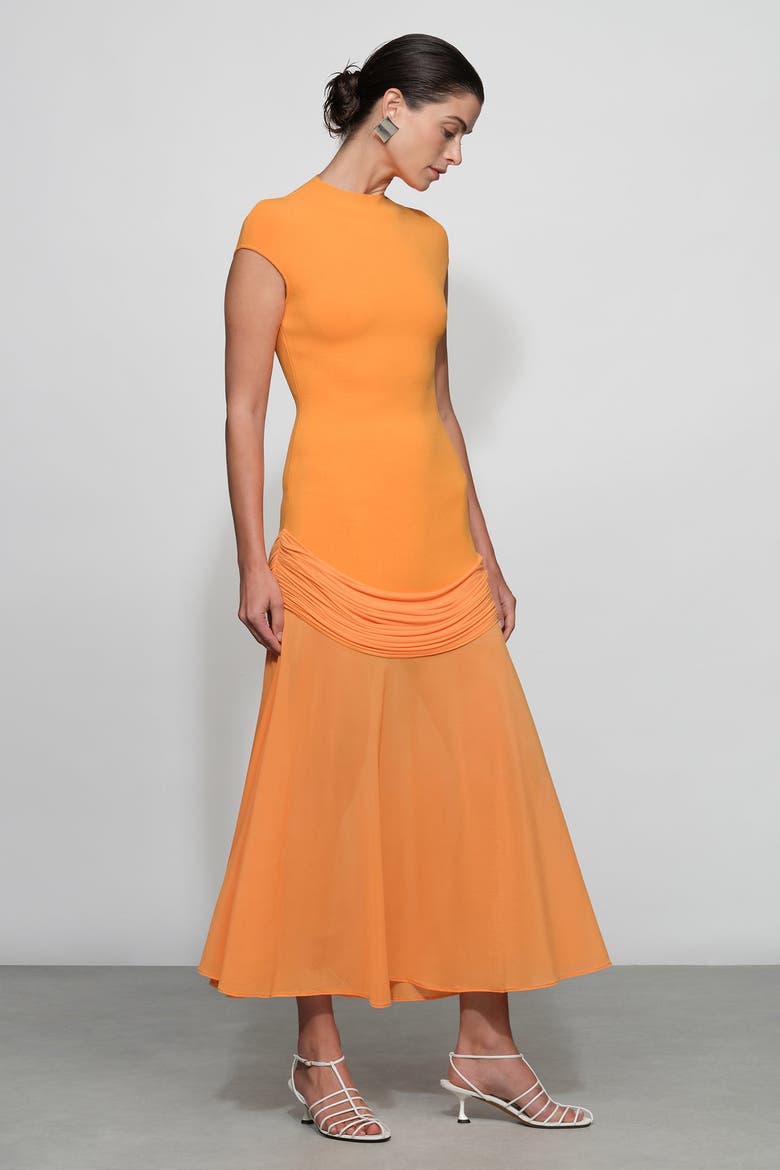 Nola Knit Combo Dress, Alternate, color, Tangerine