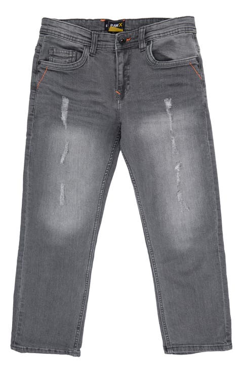 Kids' Raw X Rip & Repair Distressed Neon Stitch Jeans (Big Kid)