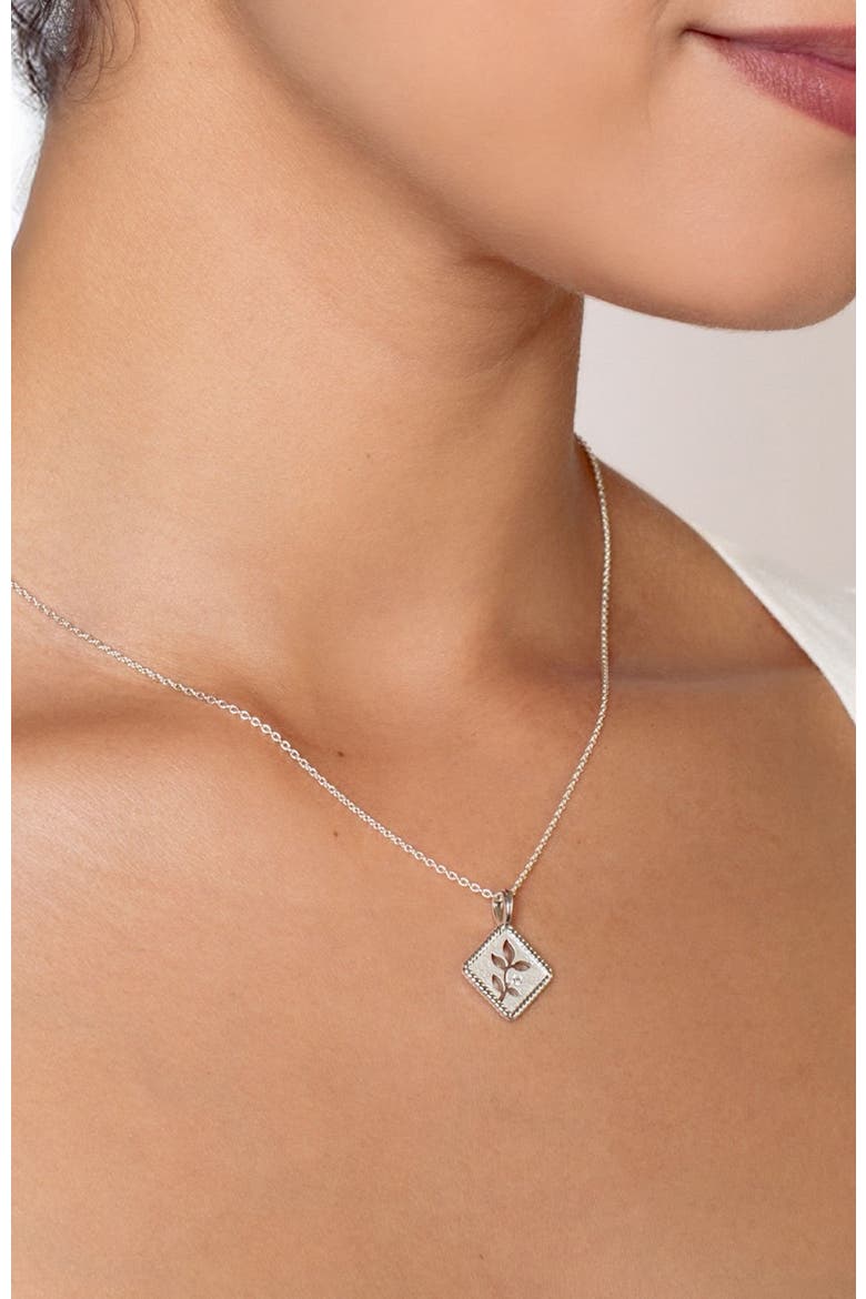 Olive Leaf Pendant Necklace, Alternate, color, Sterling Silver