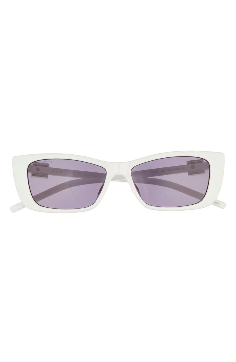 Gucci 53mm Rectangular Sunglasses, Main, color, White White Grey