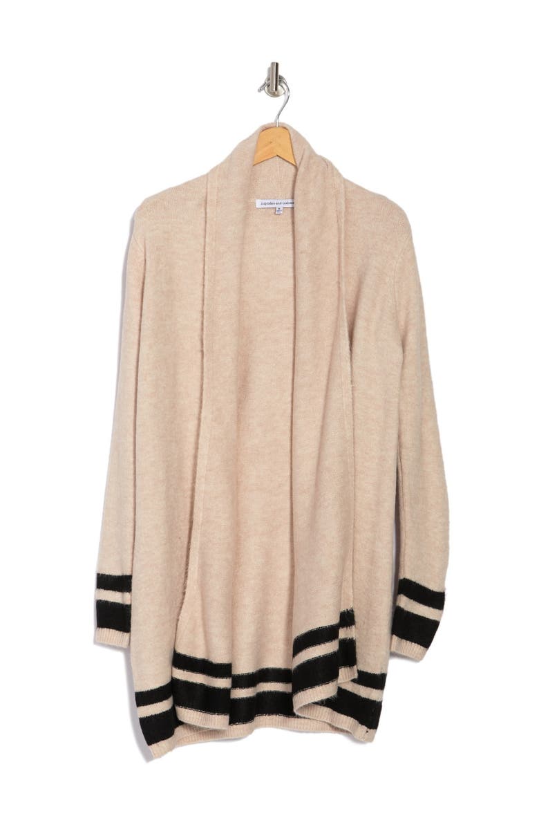 cupcakes and cashmere Hank Stripe Shawl Collar Cardigan, Alternate, color, 