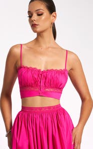 Miss Circle Maya Cotton Poplin Top With Lace Trim