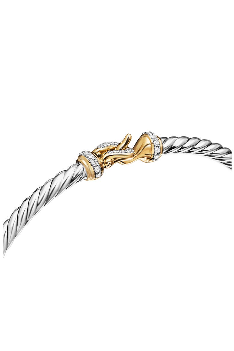 /Buckle Classic Cable Bracelet in Sterling Silver with 18K Yellow Gold and Diamonds, Alternate, color, YELLOW GOLD/ SILVER/ DIAMOND