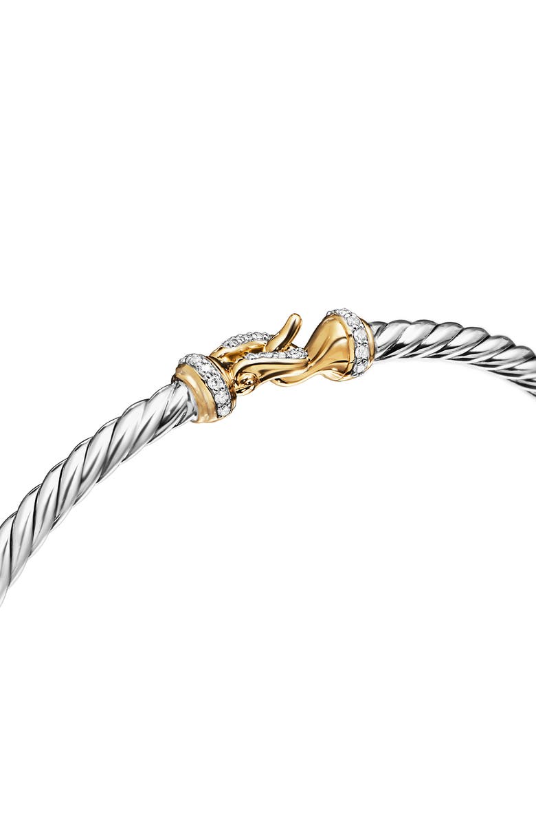 David Yurman /Buckle Classic Cable Bracelet in Sterling Silver with 18K Yellow Gold and Diamonds, Alternate, color, Yellow Gold/ Silver/ Diamond