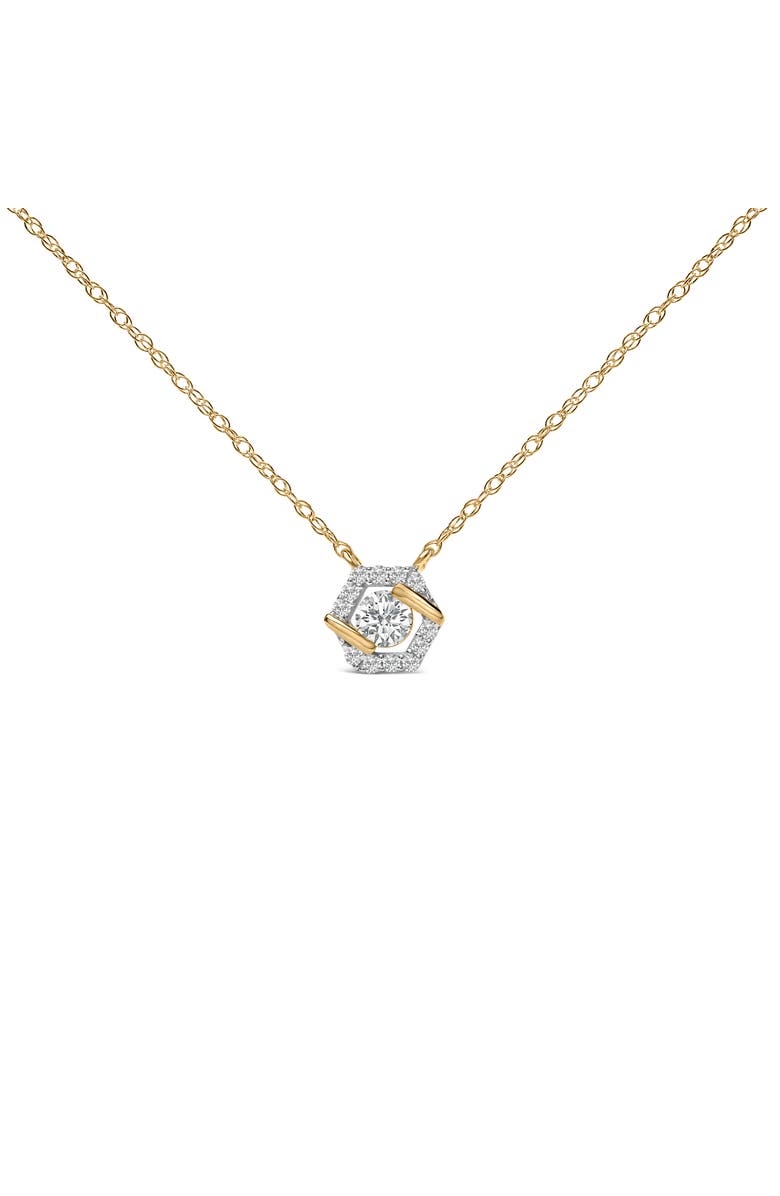 Haus of Brilliance 14K Yellow Gold Plated Sterling Silver 3/8 Cttw Lab Grown Diamond Hex Halo Pendant Necklace, Main, color, Yellow Gold Over Silver