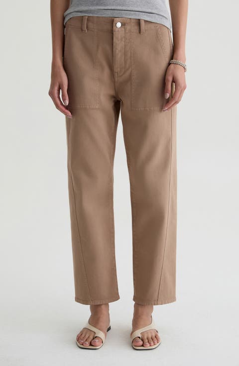 Analeigh High Waist Ankle Straight Leg Twill Pants