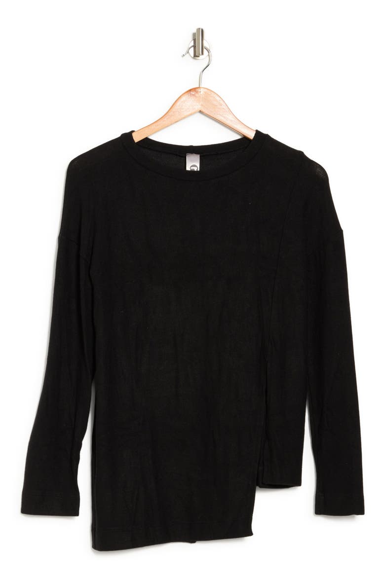 Long Sleeve Asymmetric Hem Top, Alternate, color, BLACK PRINT 1