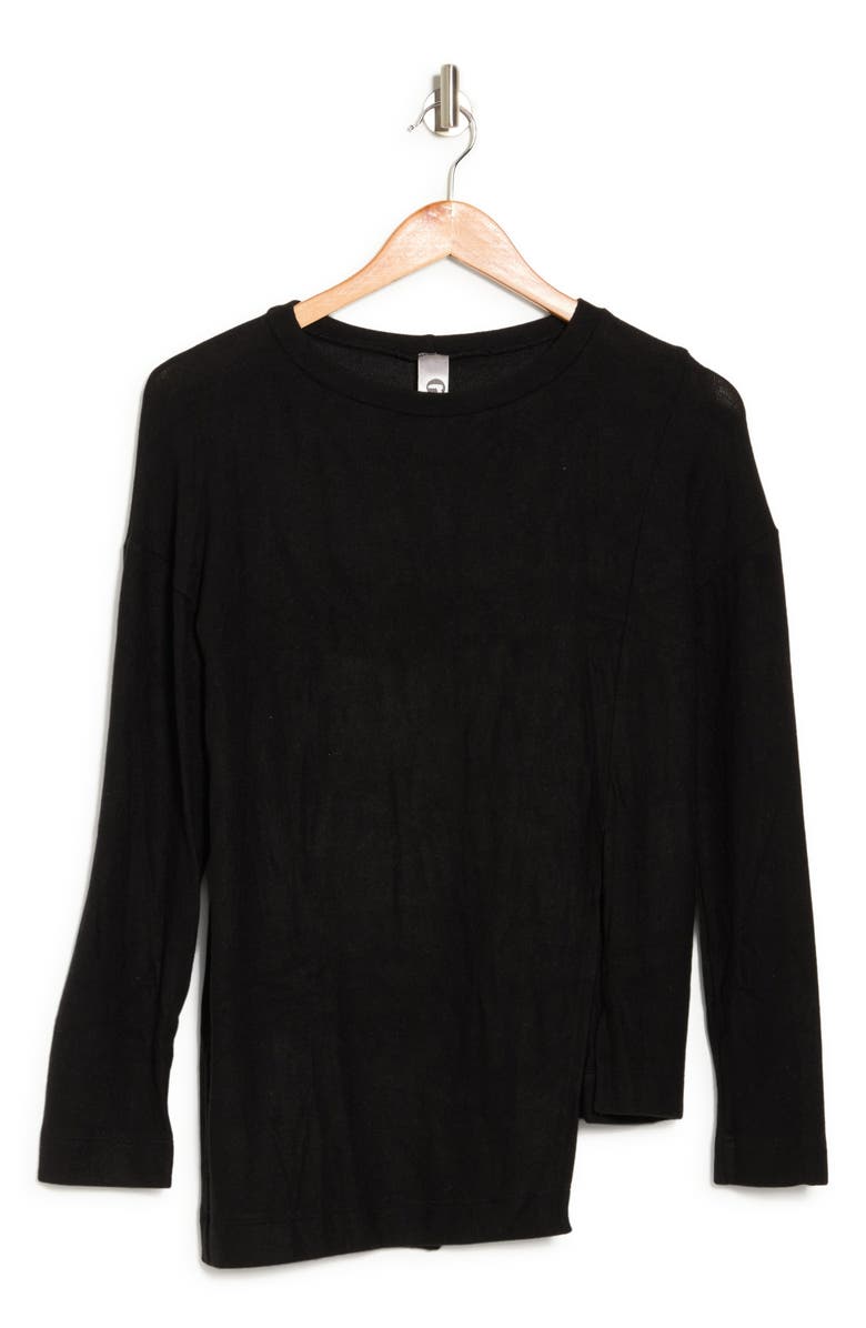 GO COUTURE Long Sleeve Asymmetric Hem Top, Alternate, color, Black Print 1