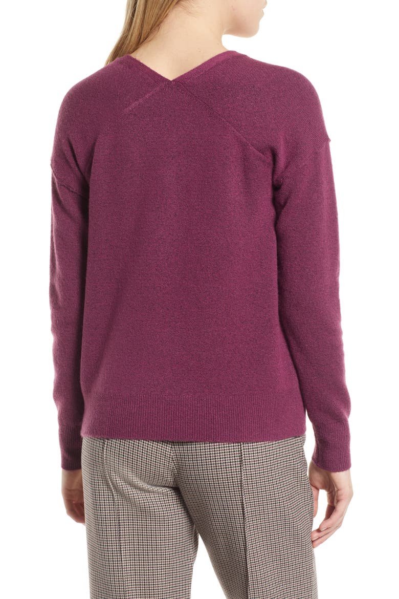 V-Neck Sweater, Alternate, color, PURPLE CABBAGE