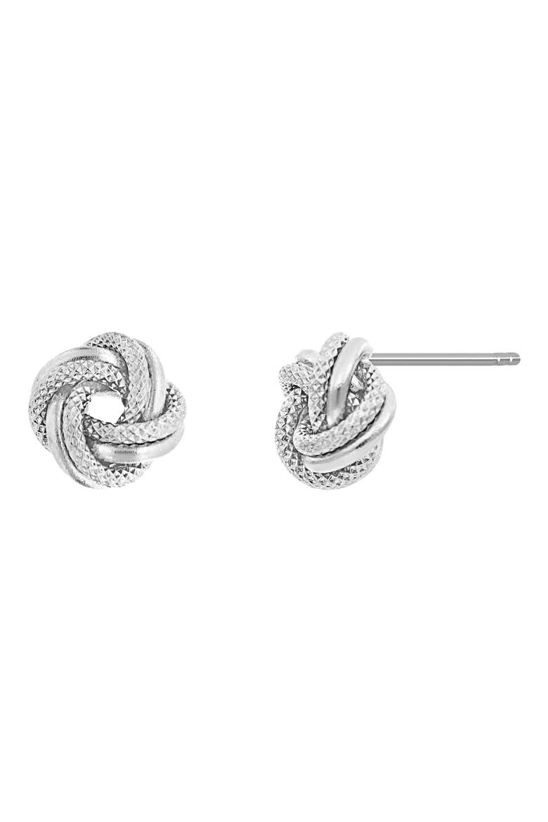 14K Gold Knot Stud Earrings, Alternate, color, 14KW