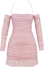 HOUSE OF CB Estella Ruched Long Sleeve Minidress