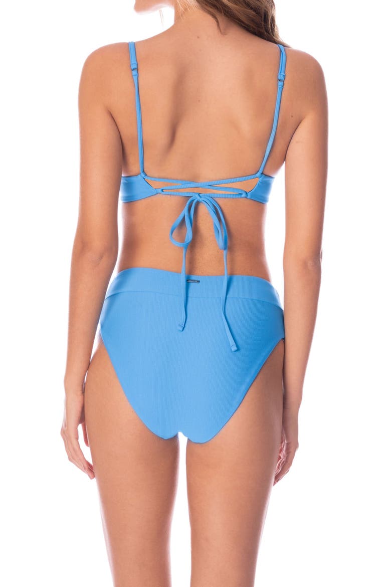 Stone Blue Suzy Q Reversible High Waist Bikini Bottoms, Alternate, color, BLUE