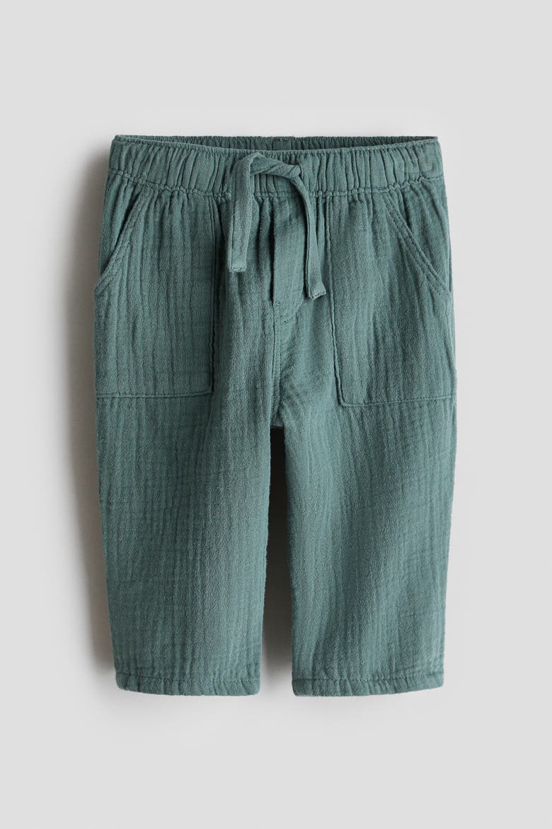 Cotton Muslin Trousers, Main, color, Dark green