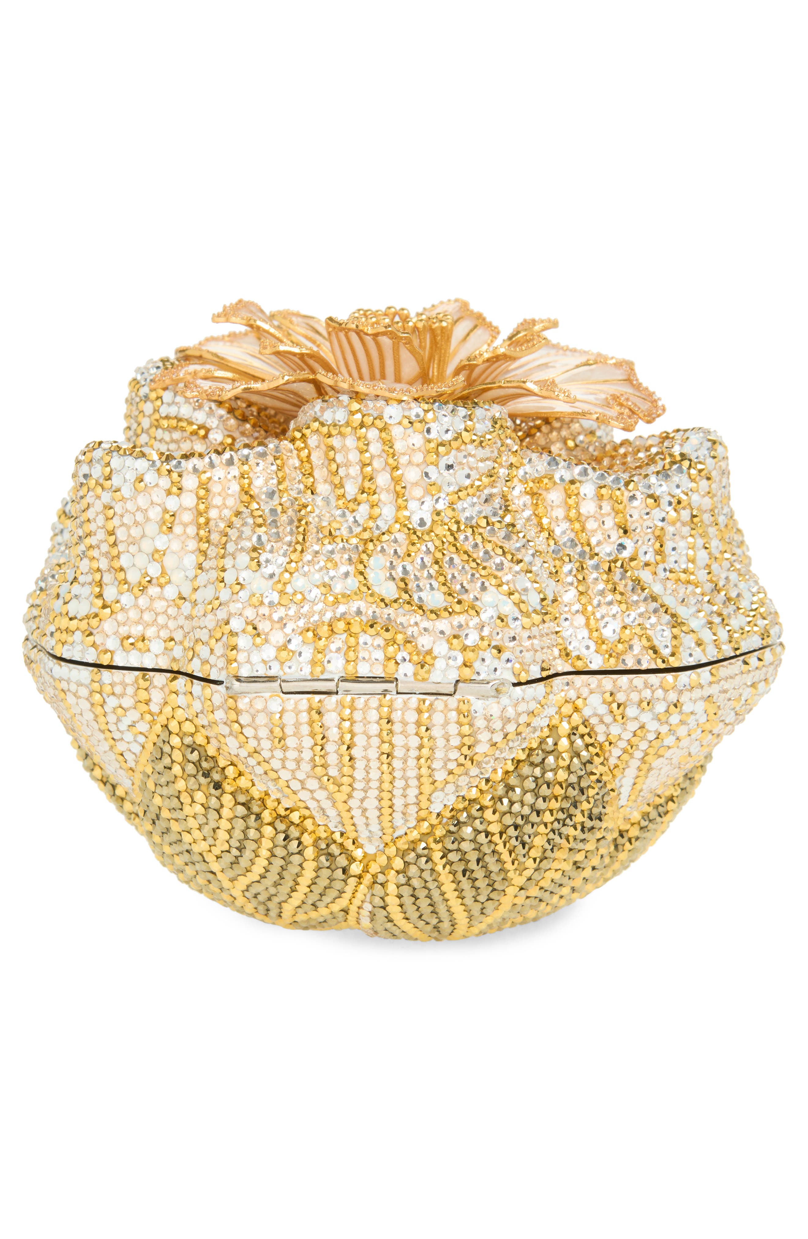 JUDITH LEIBER COUTURE Magnolia Crystal Minaudière, Alternate, color, Silver Rhine Multi