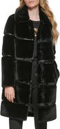 KARL LAGERFELD PARIS Quilted Longline Faux Fur Coat