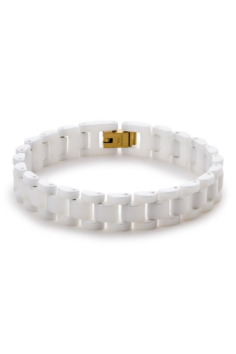 Ora Ceramic Watchstrap Bracelet, Main, color, GOLD / WHITE