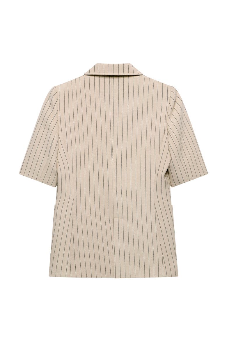 Pin Stripe Short Sleeve Blazer, Alternate, color, Camel