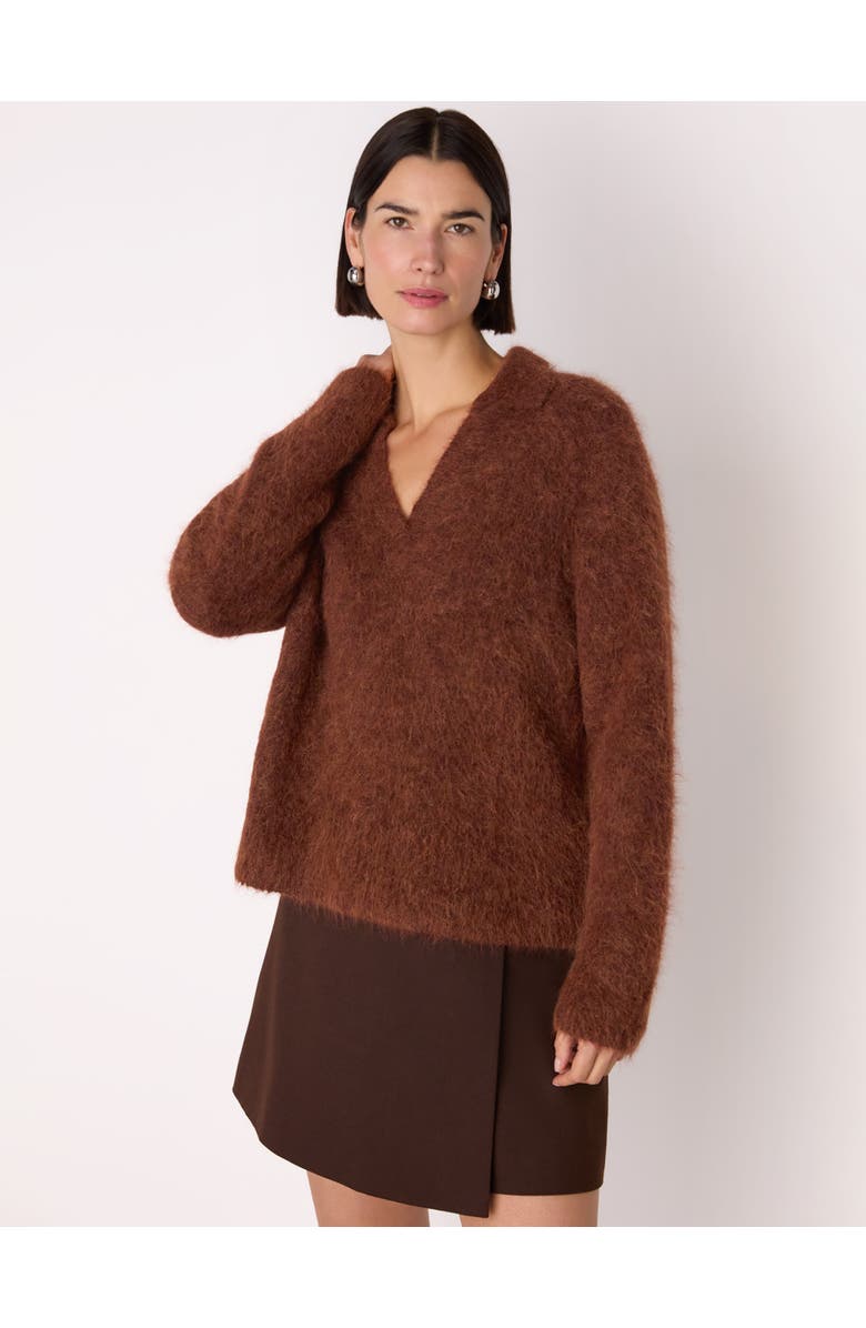 Whistles Alpaca Collar Neck Knit Sweater, Main, color, Rust