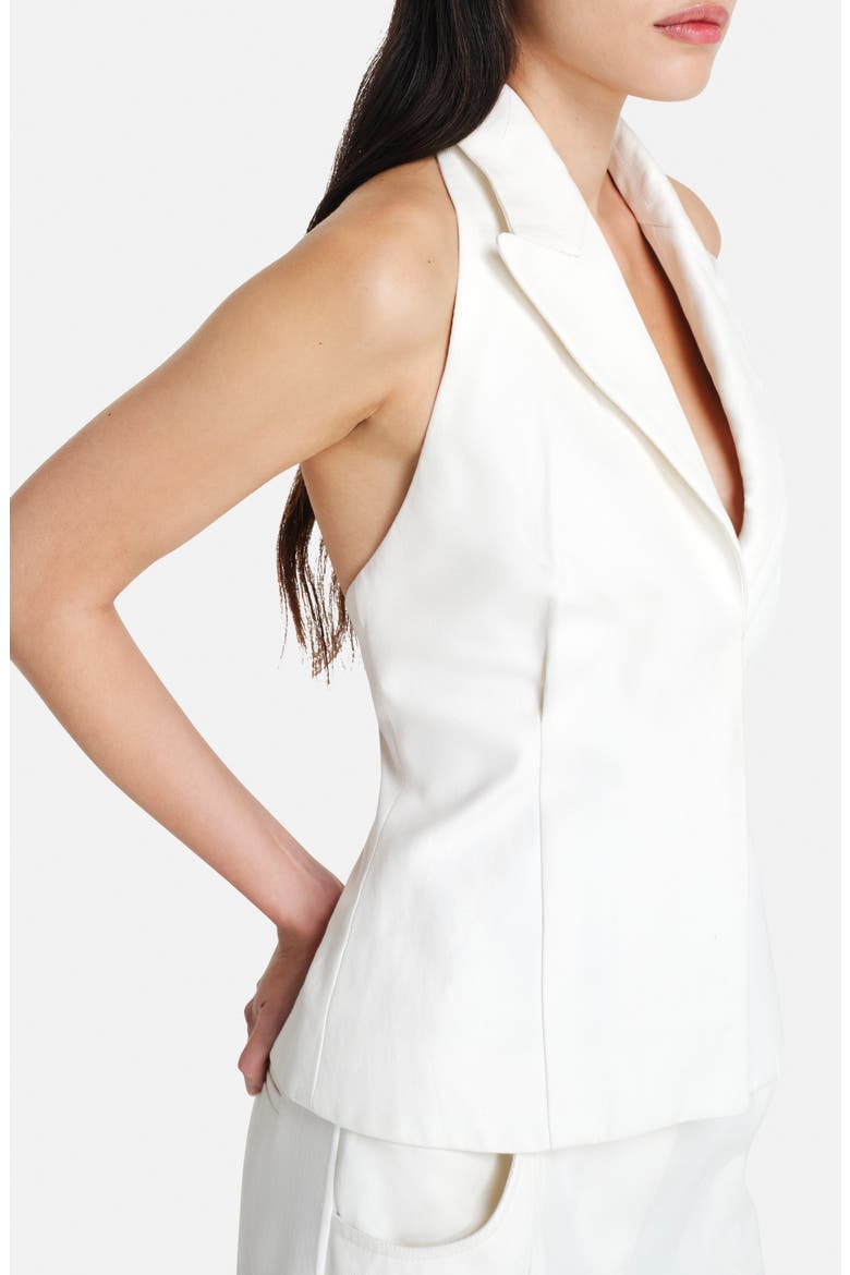 Kaitlyn Halter Linen Blazer, Alternate, color, IVORY