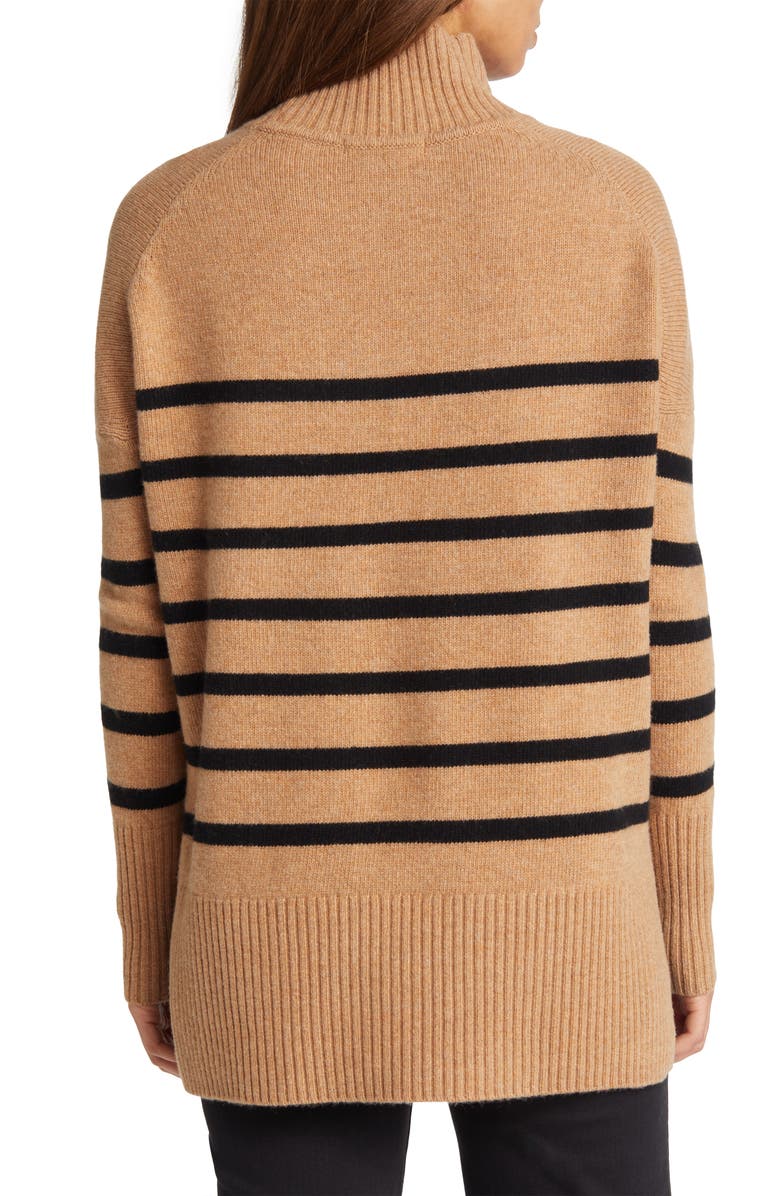 Boden Stripe Oversize Merino Wool Turtleneck Swater, Alternate, color,