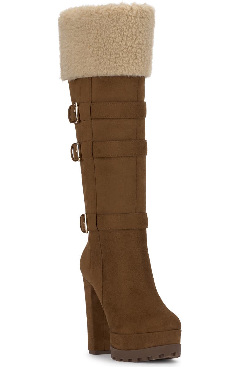 Jessica Simpson Imerald Faux Shearling Knee High Platform Boot, Main, color, Safari Brown